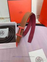 AAA Hermes Reversible Ladies' Belt For Sale - Orange On Steel H Buckle